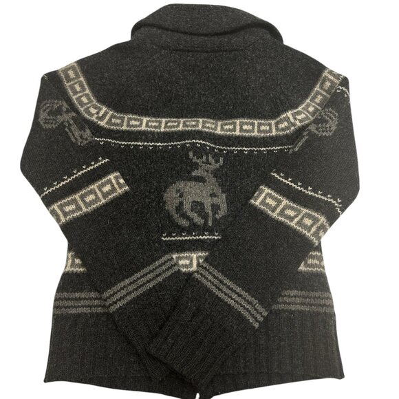 Vintage TNA Wool Cowichan Cardigan Reindeer Geometric Knit Sz L Lambswool - Picture 2 of 8